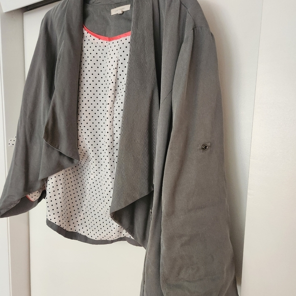 41 Hawthorne Gray Open Front Blazer with full polka dot lining Size XL - Picture 5 of 5